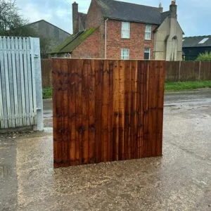 An image of a closeboard fence panel - front view