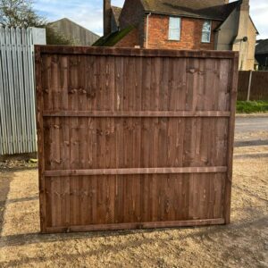 An image of a closeboard fence panel - back view